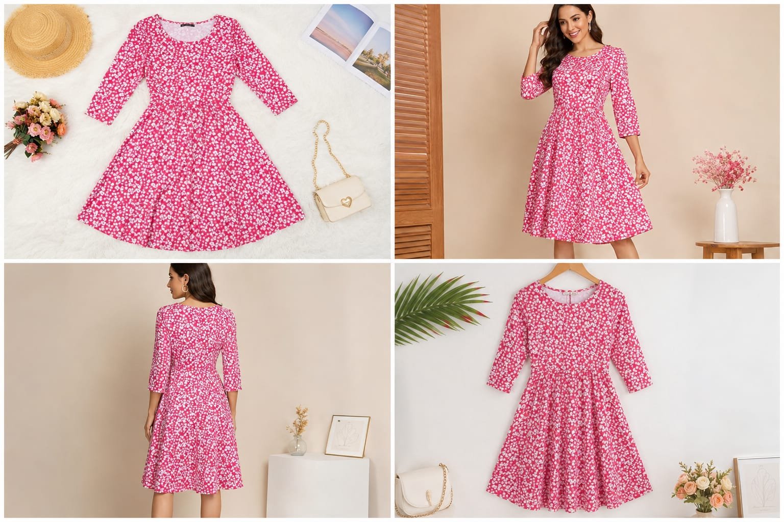 Floral A line Midi Dress